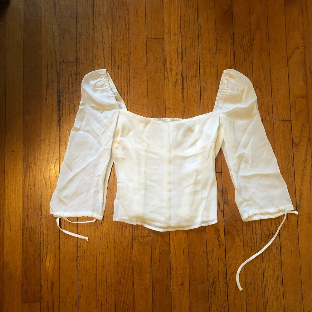 Reformation square neckline Cream Blouse 4